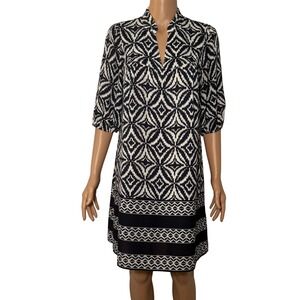 Banana Republic Black White Geometric Print Tunic Dress Size 6